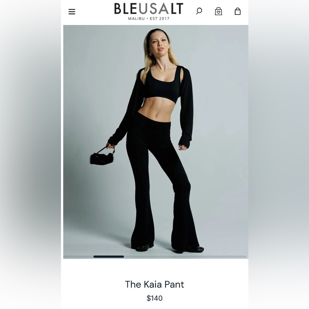 Bleusalt 2Pcs Black Classic Crew & Flare Kaia Pant. Paid $280.